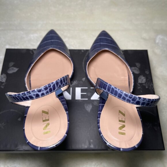 Inez Diana Slingback heel stiletto, azul blue croco, size 10 - Picture 4 of 10